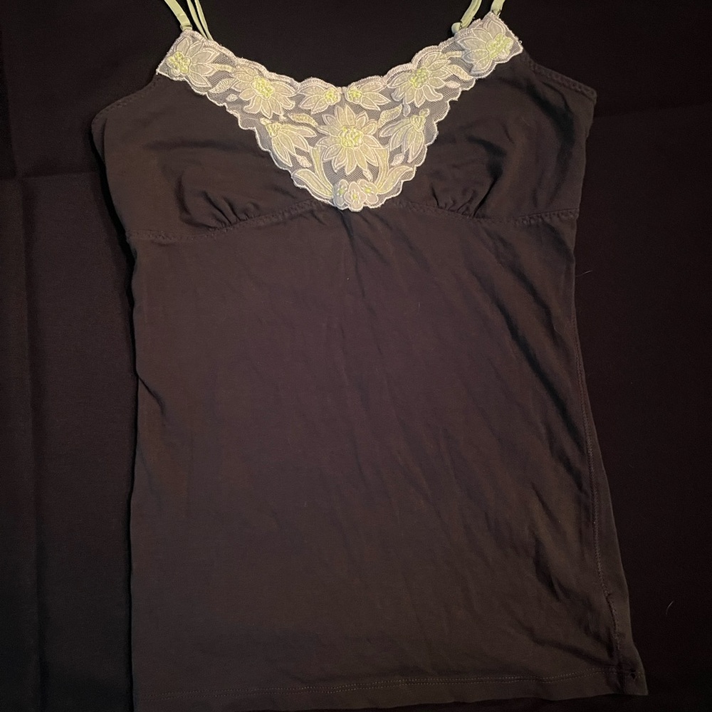 Grey Floral Trim Women's Top